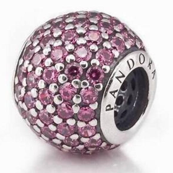 PANDORA Pink leather and Crystal pave ball charm set - Picture 3 of 10